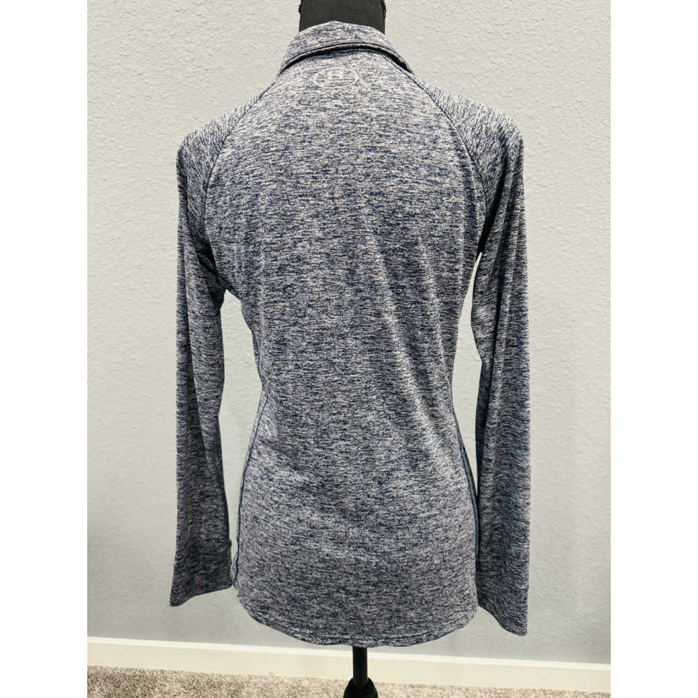 Under Armour Women's HeatGear Quarter-Zip Pullover Heathered Navy Blue- Sz S - Picture 5 of 6